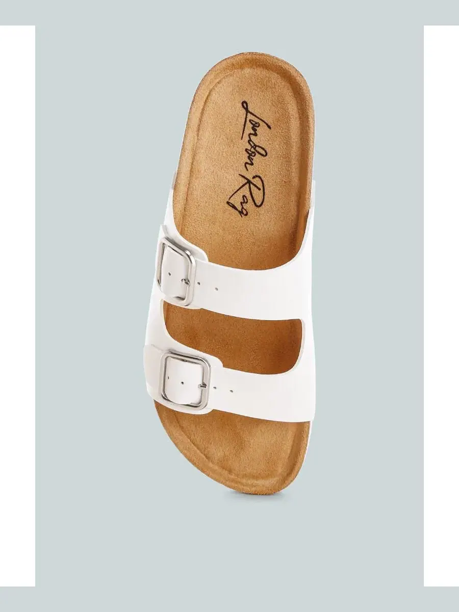 Сандалии с двумя широкими ремешками и регулируемой пряжкой Gloriosa The Double Strap Slide London — изображение 5 из 7, белый