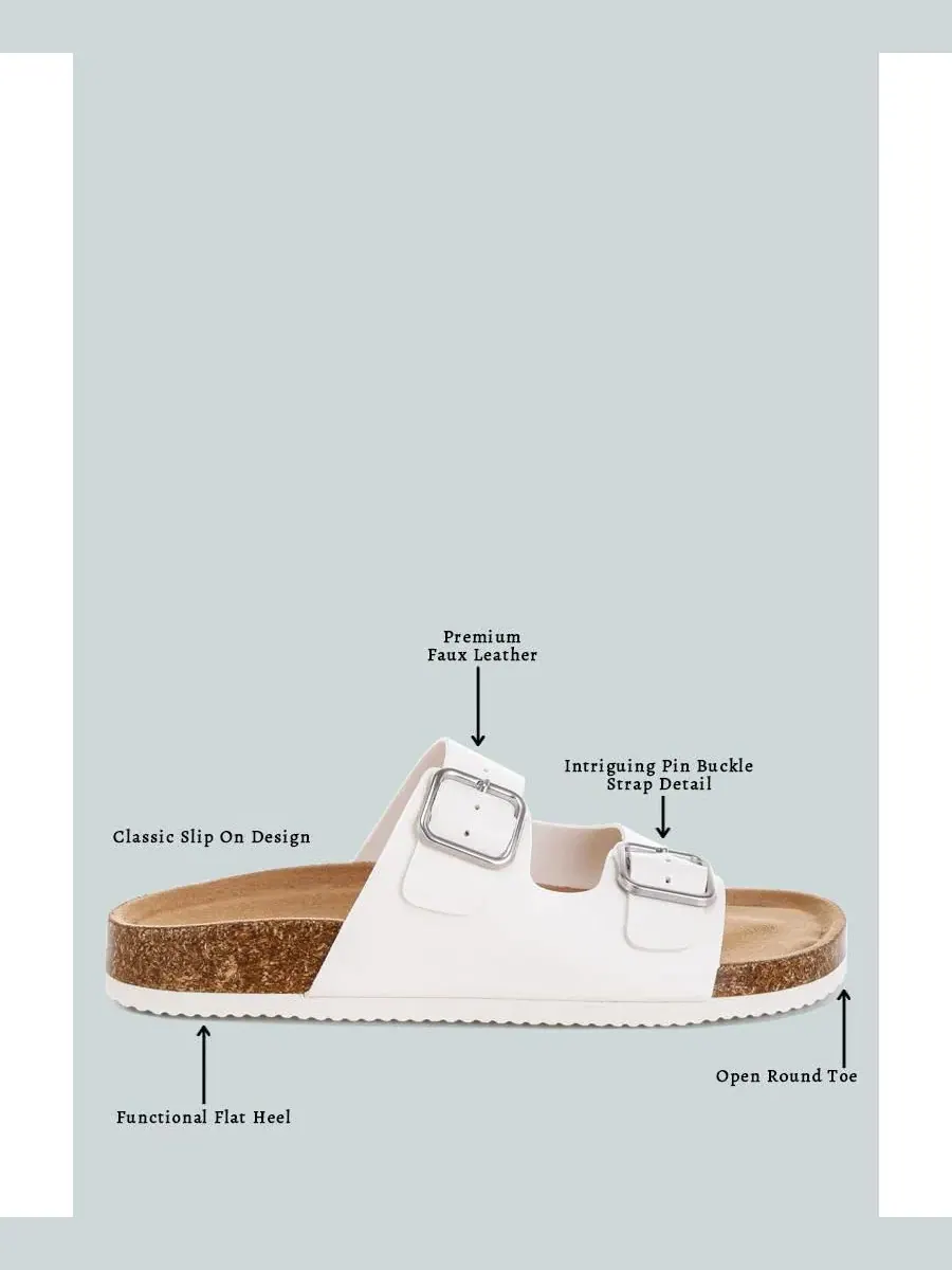 Сандалии с двумя широкими ремешками и регулируемой пряжкой Gloriosa The Double Strap Slide London — изображение 7 из 7, белый