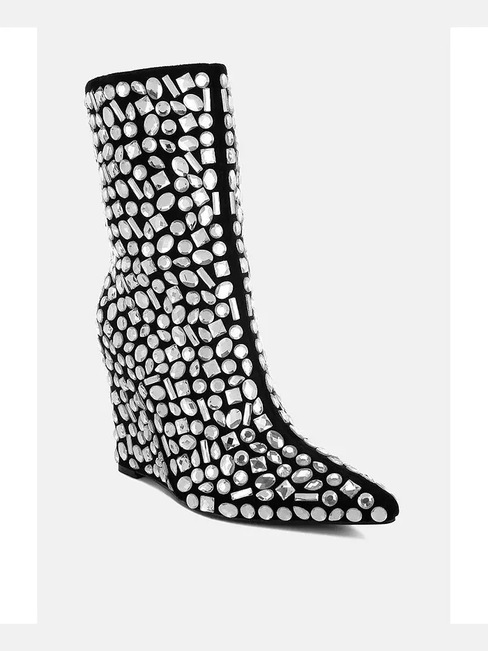 Ботинки Trend Titan Diamante на клиновидном каблуке London Rag — изображение 2 из 3, черный