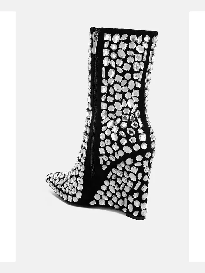 Ботинки Trend Titan Diamante на клиновидном каблуке London Rag — изображение 3 из 3, черный