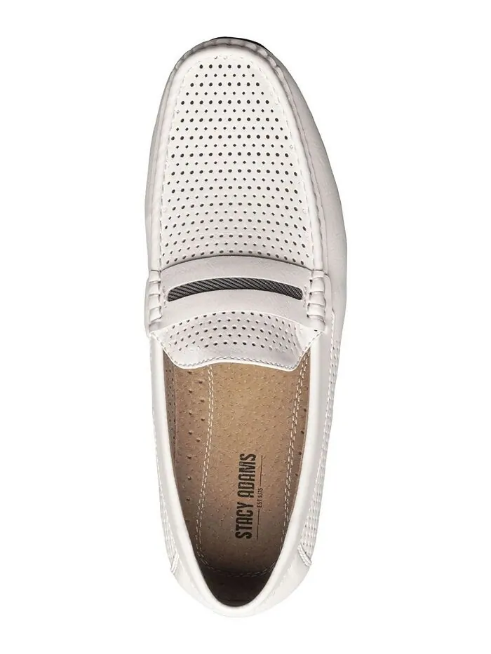 Мужские лоферы-слипоны Corby Moccasin Toe Saddle Stacy Adams — изображение 4 из 8, белый