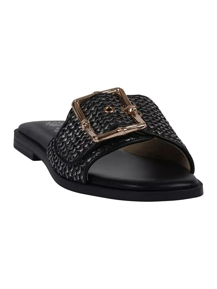 Женские плоские сандалии Indie Woven с пряжкой GC Shoes — изображение 1 из 5, черный