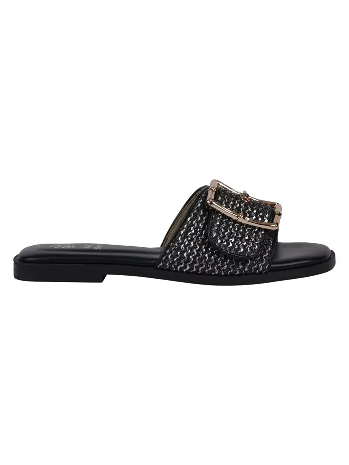 Женские плоские сандалии Indie Woven с пряжкой GC Shoes — изображение 2 из 5, черный