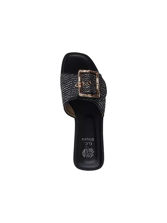 Женские плоские сандалии Indie Woven с пряжкой GC Shoes — изображение 4 из 5, черный