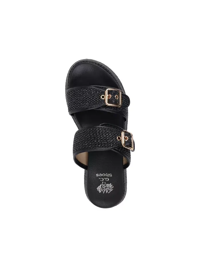 Женские сандалии Lorena на платформе с переплетенными двойными ремешками GC Shoes — изображение 4 из 5, черный