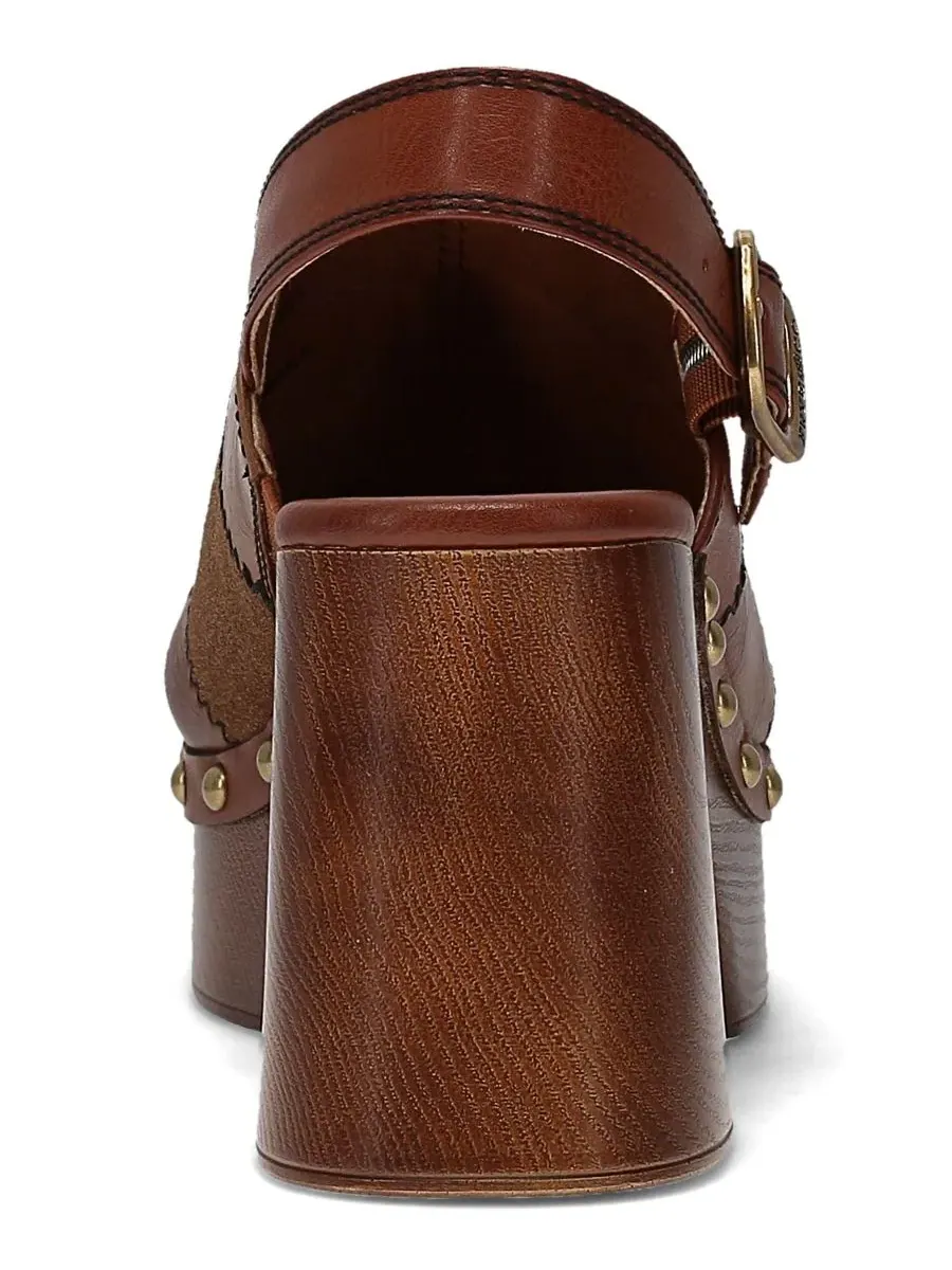 Женские мюли-сабо Wylie Patchwork Platform Mule Clogs Frye and Co. — изображение 3 из 5, цвет виски