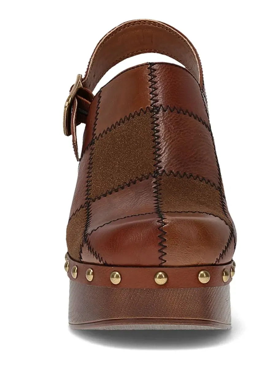 Женские мюли-сабо Wylie Patchwork Platform Mule Clogs Frye and Co. — изображение 4 из 5, цвет виски