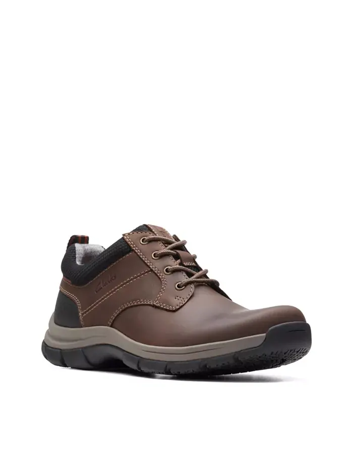 Мужские кеды Clarks Walpath Leather Low Top, коричневые, на шнурках — изображение 1 из 7, коричневый