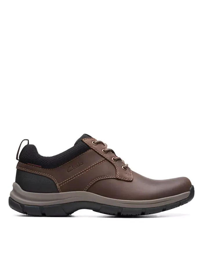 Мужские кеды Clarks Walpath Leather Low Top, коричневые, на шнурках — изображение 2 из 7, коричневый