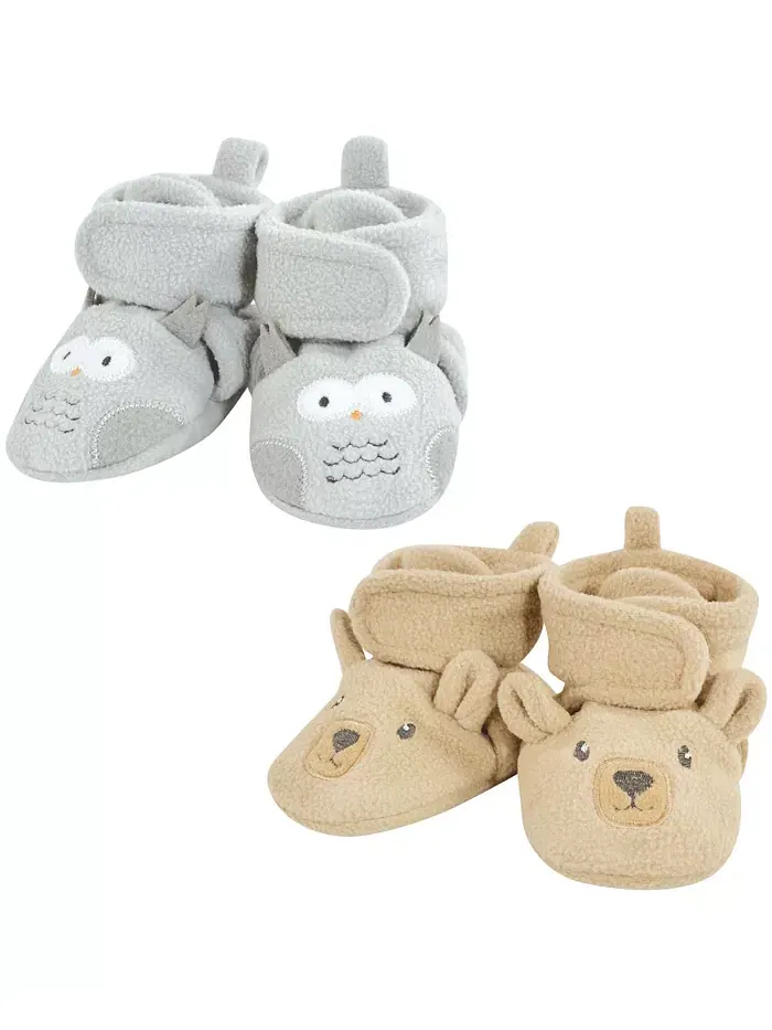Мальчики Hudson Унисекс Уютная унисекс обувь из флиса с животными принтами пара Hudson Baby — изображение 1 из 1, серый