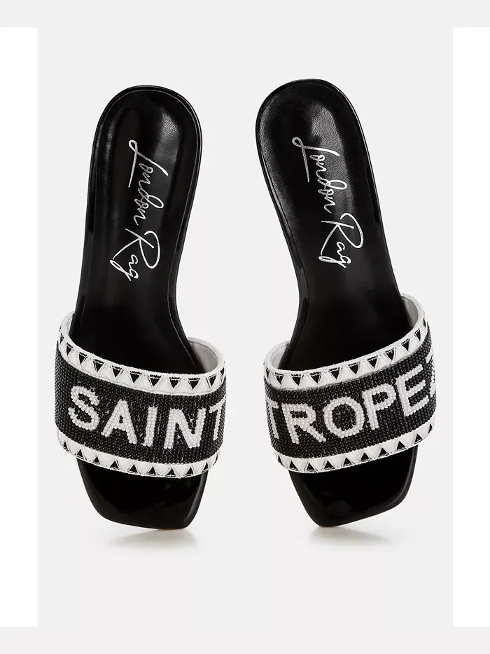 Poshta Saint Tropez Босоножки-слипоны с бисером London Rag — изображение 2 из 4, черный