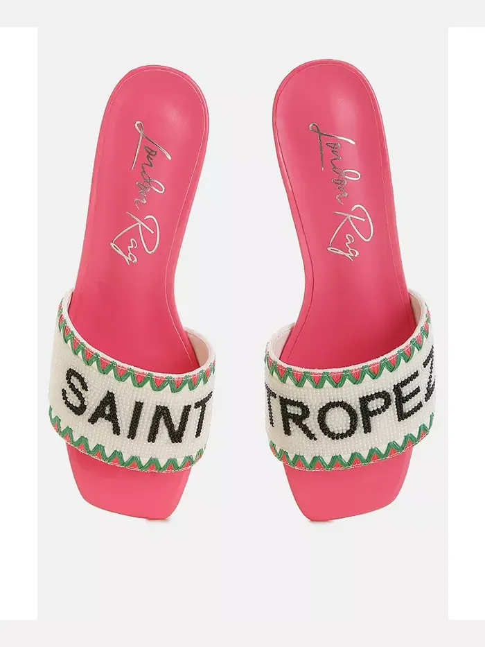 Poshta Saint Tropez Босоножки-слипоны с бисером London Rag — изображение 2 из 4, розовый