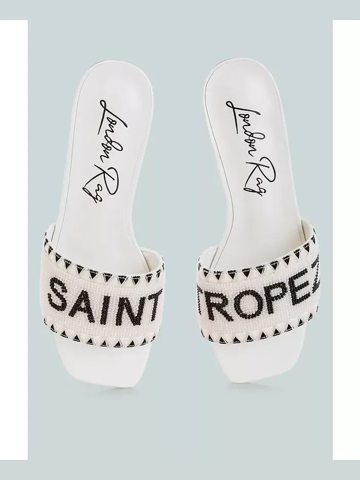 Poshta Saint Tropez Босоножки-слипоны с бисером London Rag — изображение 2 из 4, белый