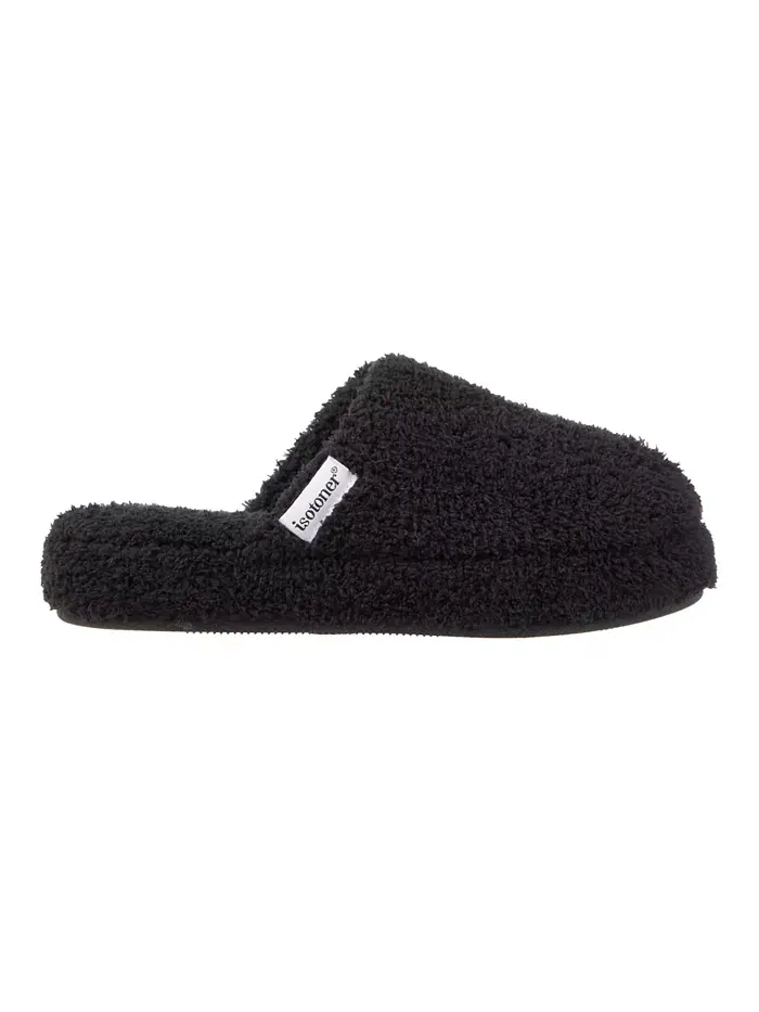 Женские уютные плюшевые махровые слипоны Joey Clog Isotoner Signature — изображение 2 из 6, черный
