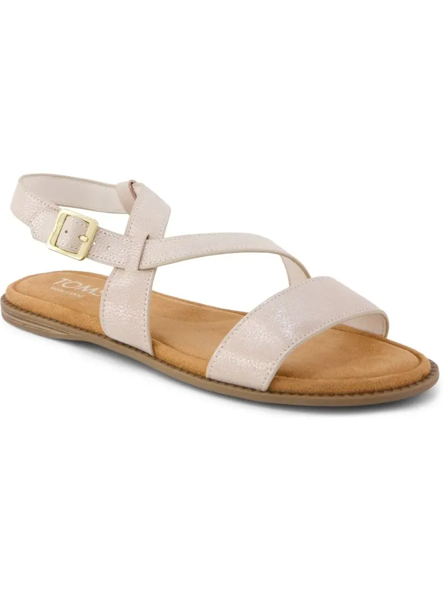 Женские сандалии Mar на плоской подошве с ремешками TOMS, Champagne Shimmer Suede