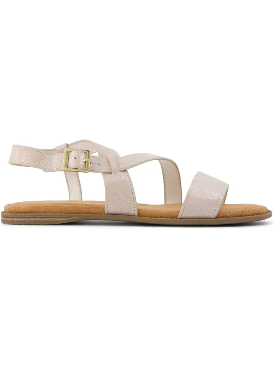 Женские сандалии Mar на плоской подошве с ремешками TOMS, Champagne Shimmer Suede — изображение 2 из 5