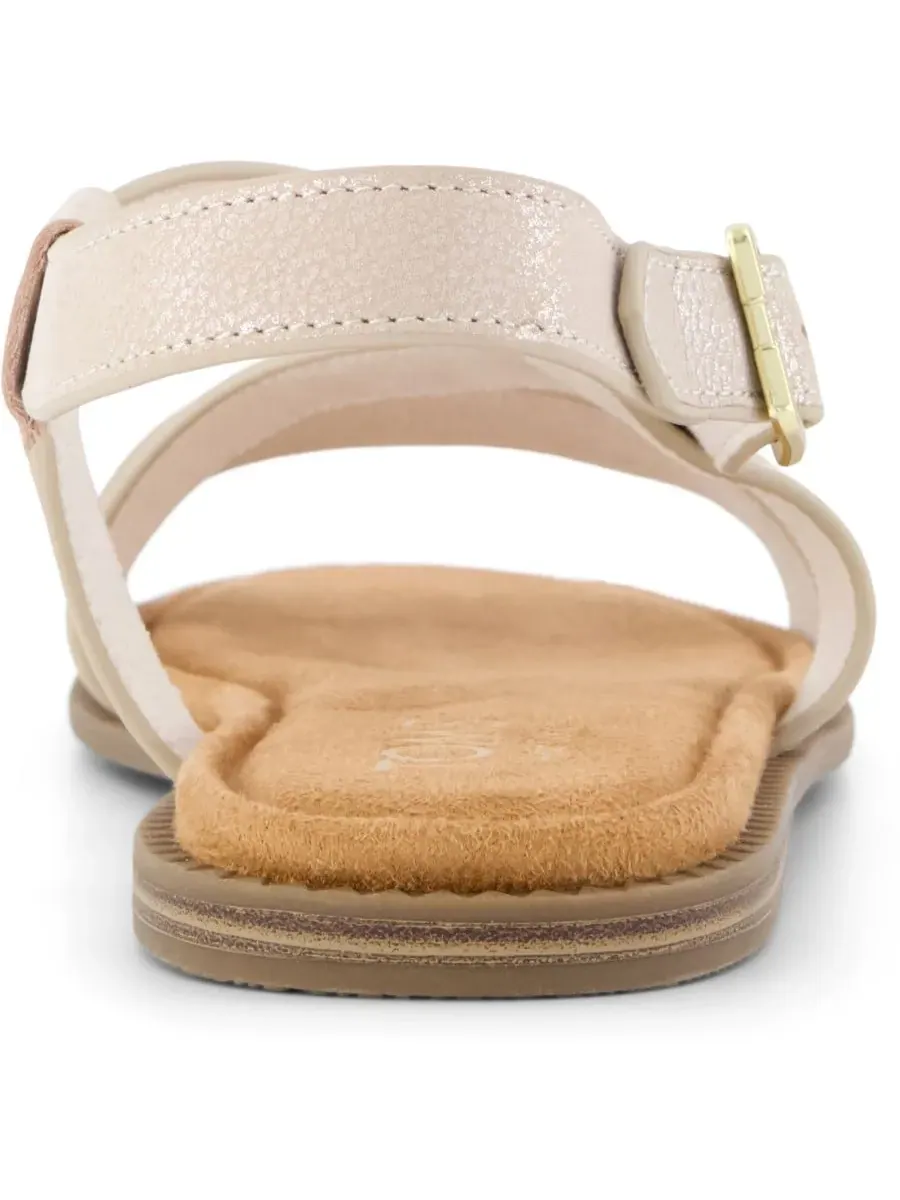 Женские сандалии Mar на плоской подошве с ремешками TOMS, Champagne Shimmer Suede — изображение 3 из 5