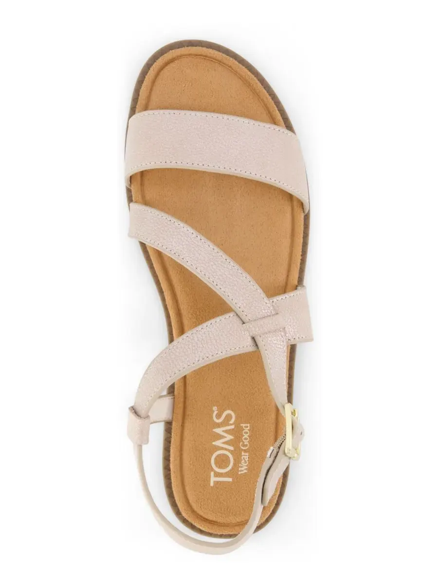 Женские сандалии Mar на плоской подошве с ремешками TOMS, Champagne Shimmer Suede — изображение 4 из 5