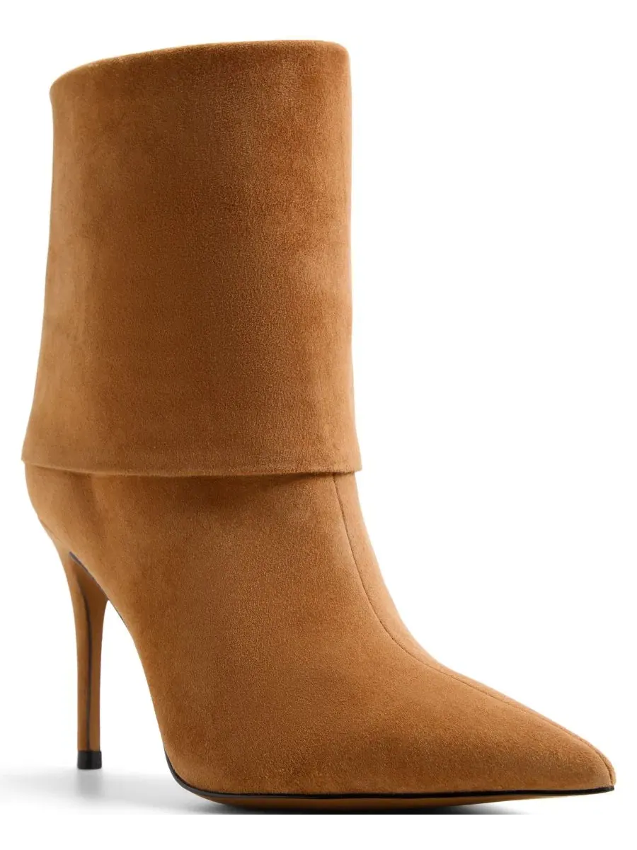 Ботинки на каблуке с острым носком Esmee Cuff Slip-On ALDO, Butterscotch Suede — изображение 1 из 5