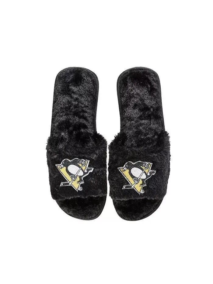 Женские черные тапочки Pittsburgh Penguins со стразами FOCO — изображение 1 из 1