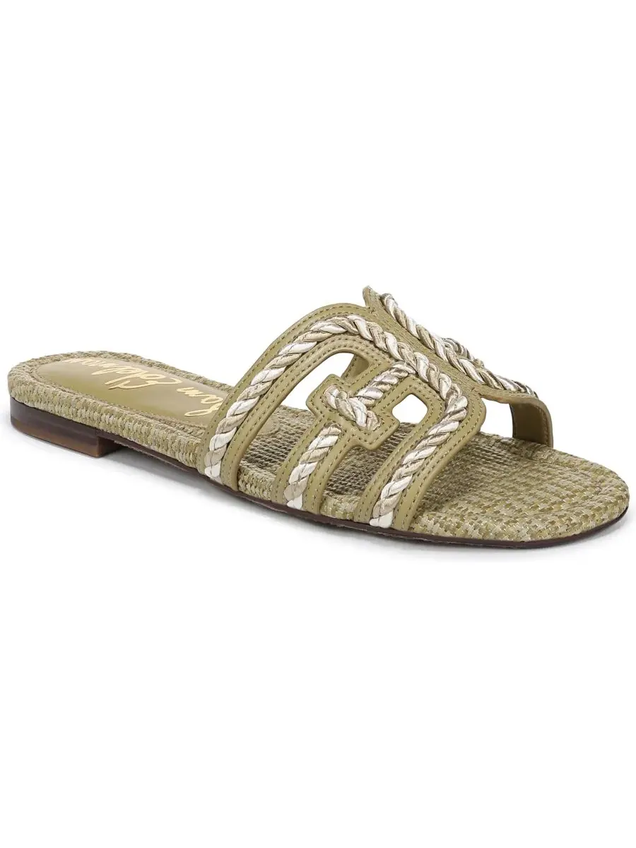 Женские сандалии Bay Twist Slide Flat Sam Edelman, Washed Sage Faux Raffia