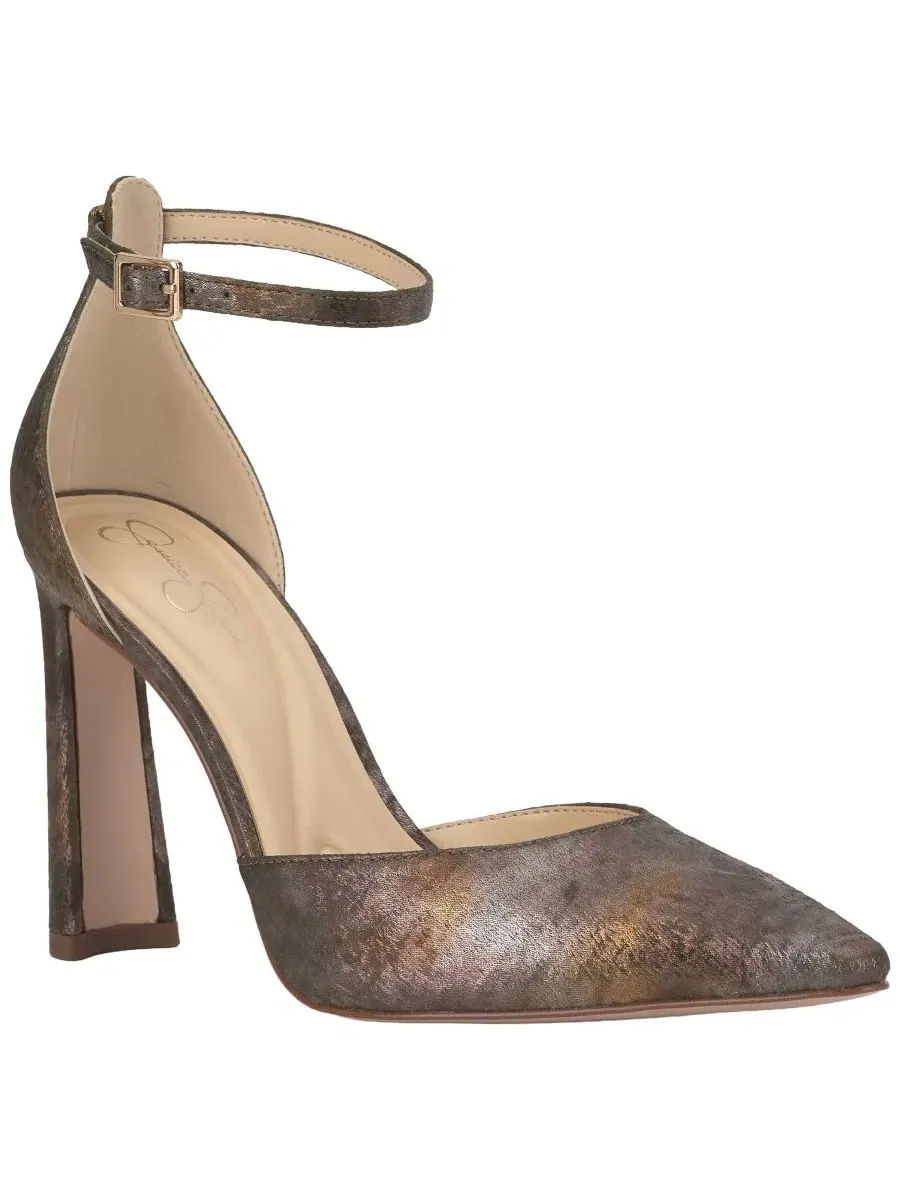 Туфли-лодочки Kelusa на каблуке-лезвии Jessica Simpson, Metallic Combo Sateen