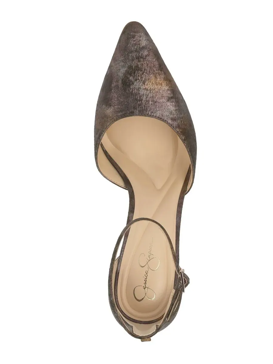Туфли-лодочки Kelusa на каблуке-лезвии Jessica Simpson, Metallic Combo Sateen — изображение 4 из 5