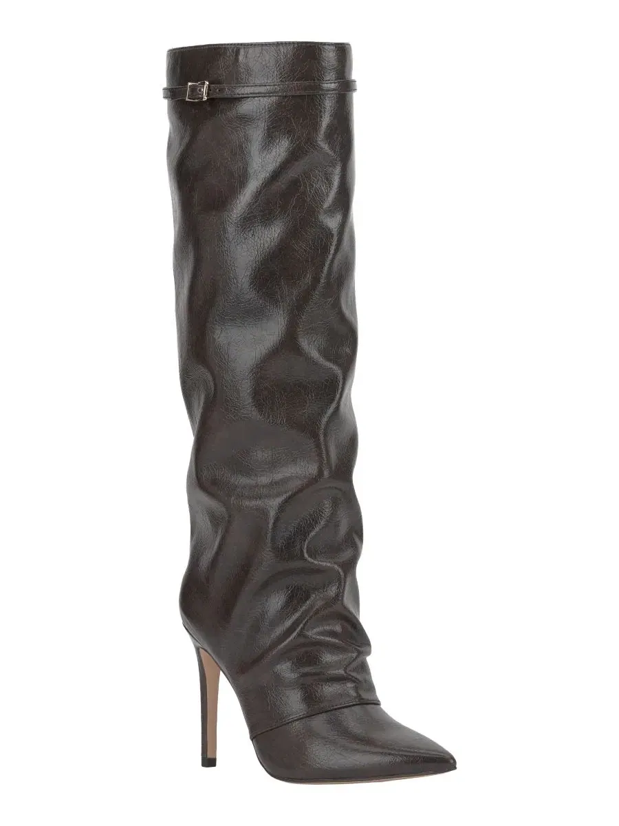 Ботинки Paeril Buckle Slouch Stiletto на каблуке Jessica Simpson, Dark Truffle Distressed Patent — изображение 1 из 5
