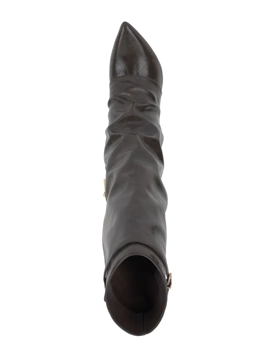 Ботинки Paeril Buckle Slouch Stiletto на каблуке Jessica Simpson, Dark Truffle Distressed Patent — изображение 4 из 5