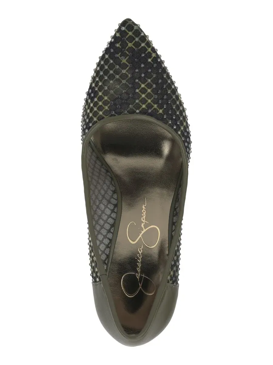Туфли-лодочки с принтом, модель Cassani Jessica Simpson, Deep Moss Camo Rhinestone Mesh — изображение 4 из 5