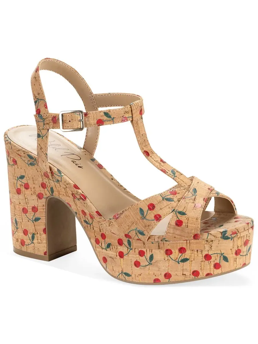 Босоножки на платформе и каблуке с ремешком Jillien Wild Pair, Cherry Cork — изображение 1 из 5