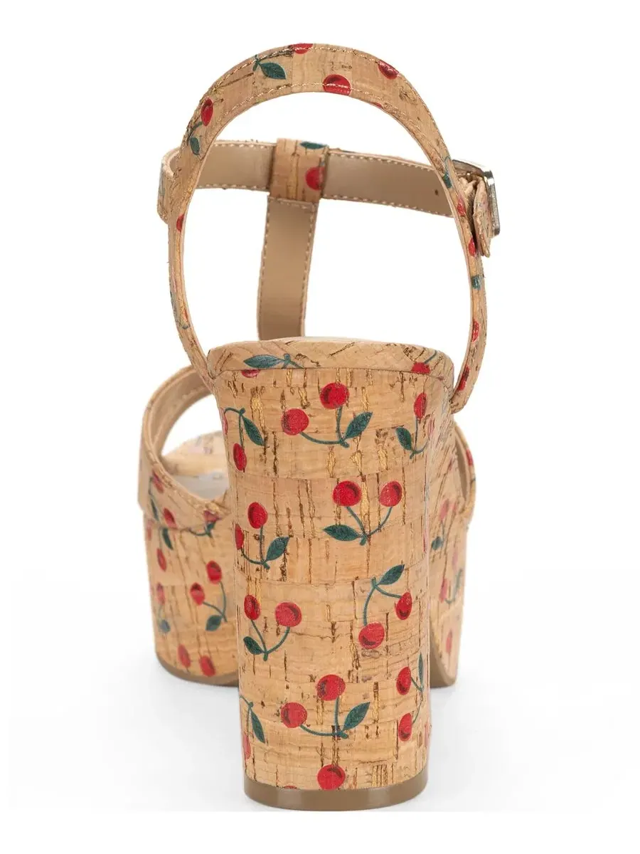 Босоножки на платформе и каблуке с ремешком Jillien Wild Pair, Cherry Cork — изображение 3 из 5
