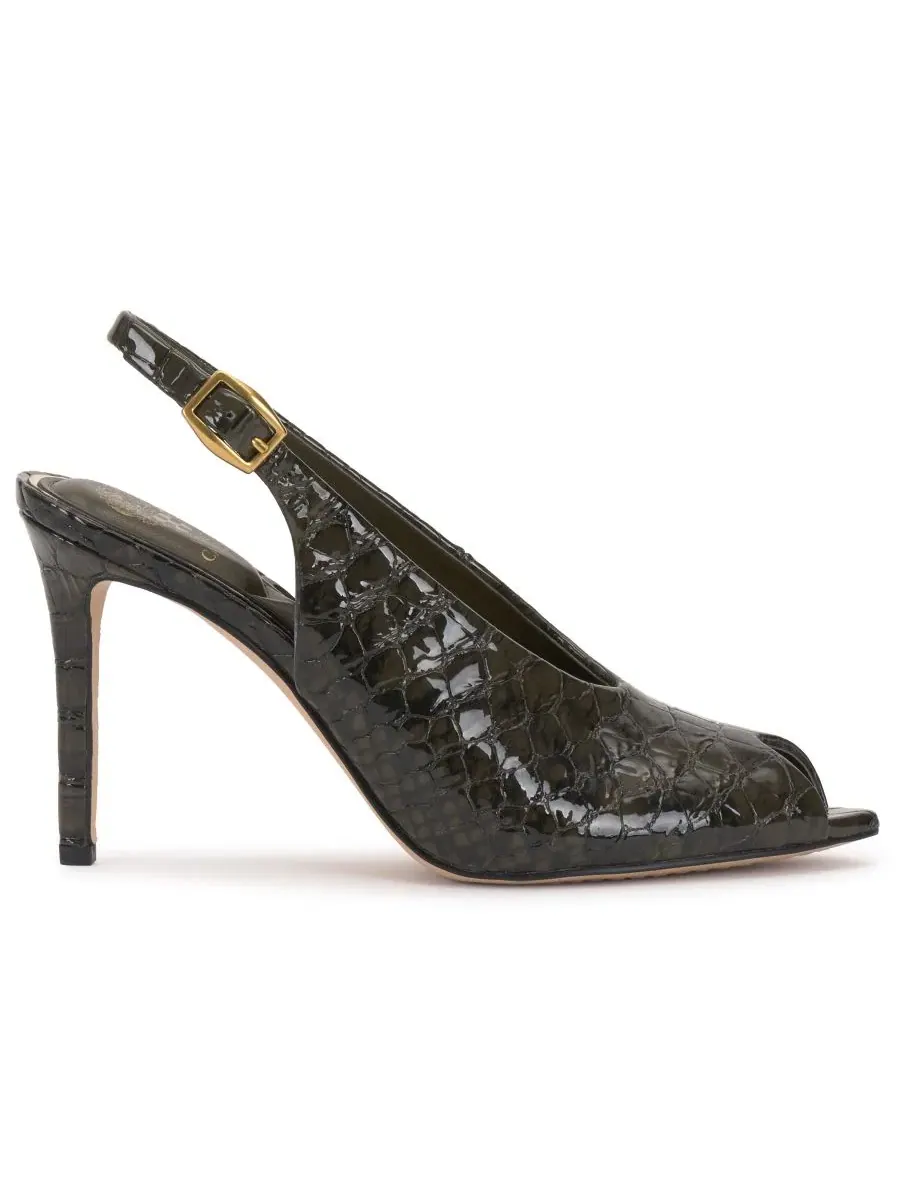 Туфли-лодочки с открытым носком и ремешком, модель Helenza Vince Camuto, Deep Forest Snake Croco — изображение 2 из 5
