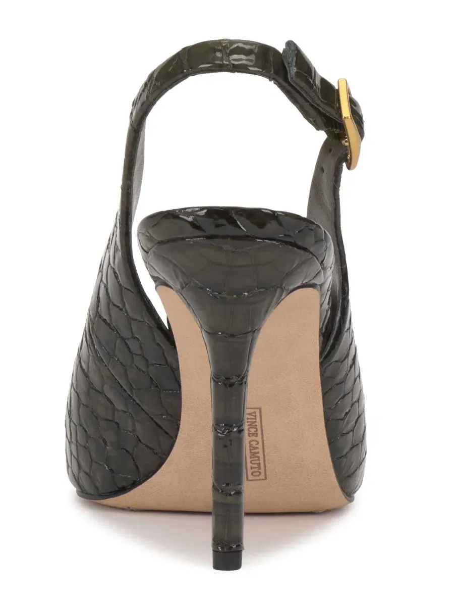 Туфли-лодочки с открытым носком и ремешком, модель Helenza Vince Camuto, Deep Forest Snake Croco — изображение 3 из 5