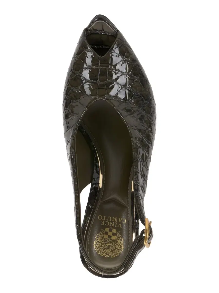 Туфли-лодочки с открытым носком и ремешком, модель Helenza Vince Camuto, Deep Forest Snake Croco — изображение 4 из 5