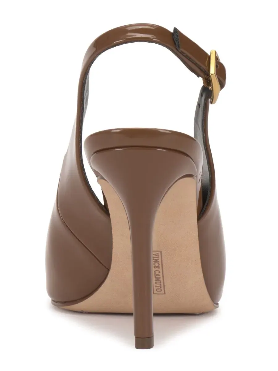 Туфли-лодочки с открытым носком Helenza Slingback Pumps Vince Camuto, Burnt Sugar Patent — изображение 3 из 5