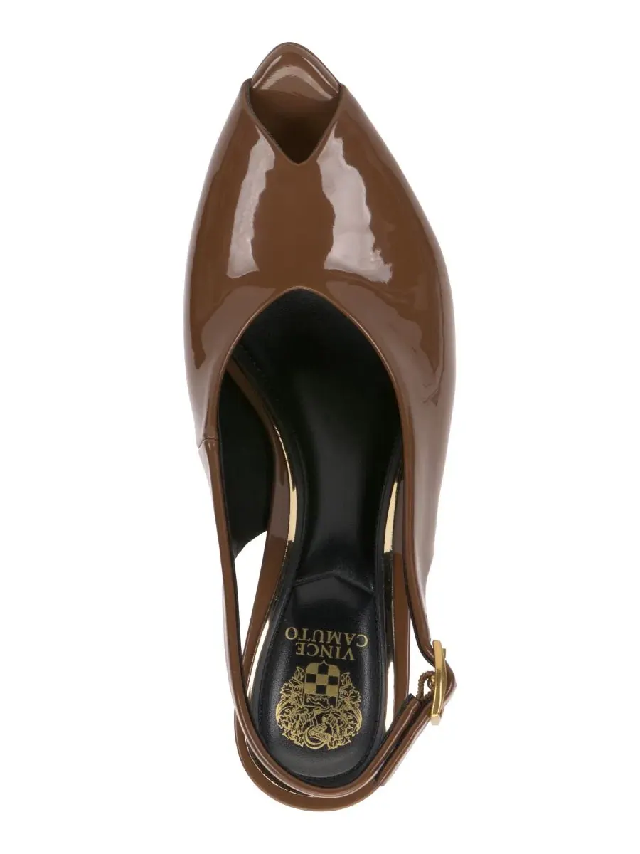 Туфли-лодочки с открытым носком Helenza Slingback Pumps Vince Camuto, Burnt Sugar Patent — изображение 4 из 5