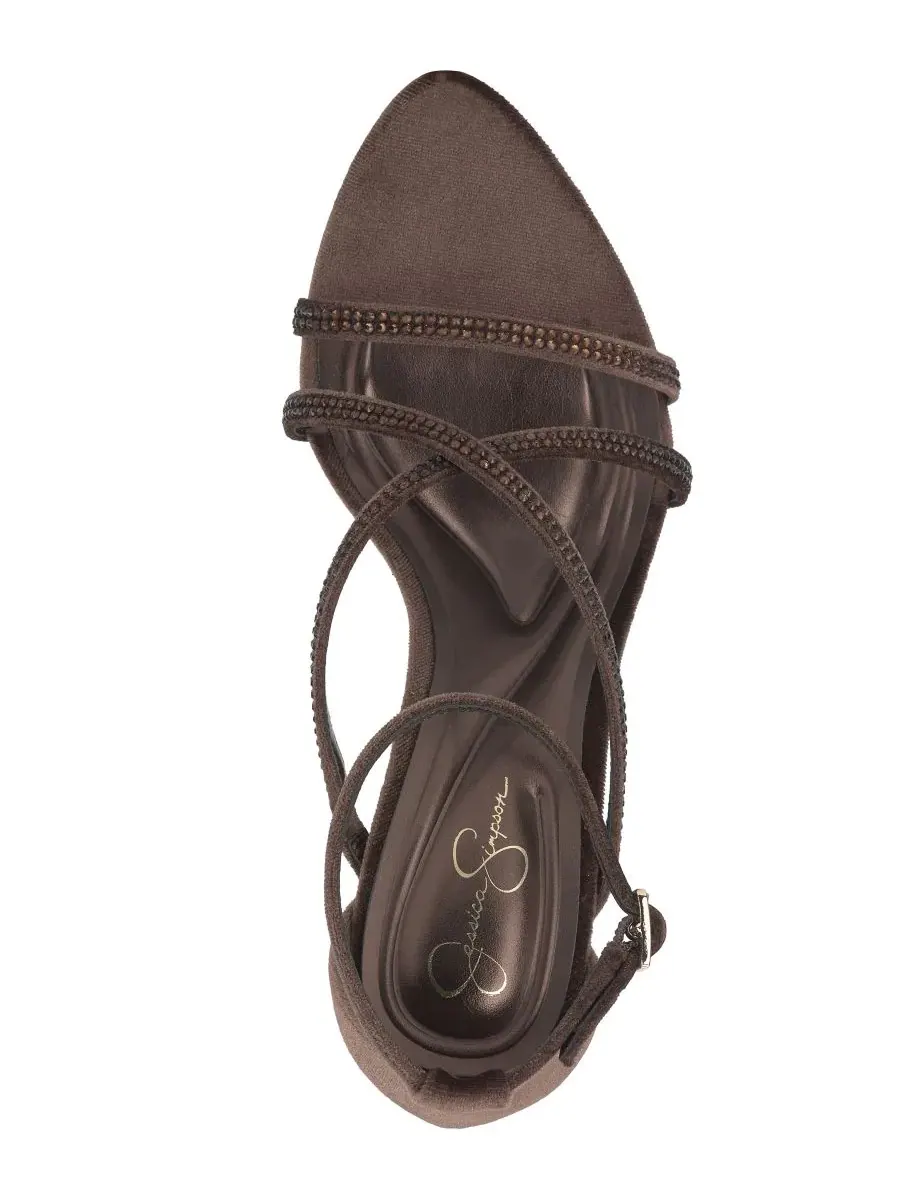 Босоножки на каблуке с ремешками Kaliye Jessica Simpson, Dark Truffle Velvet — изображение 4 из 5