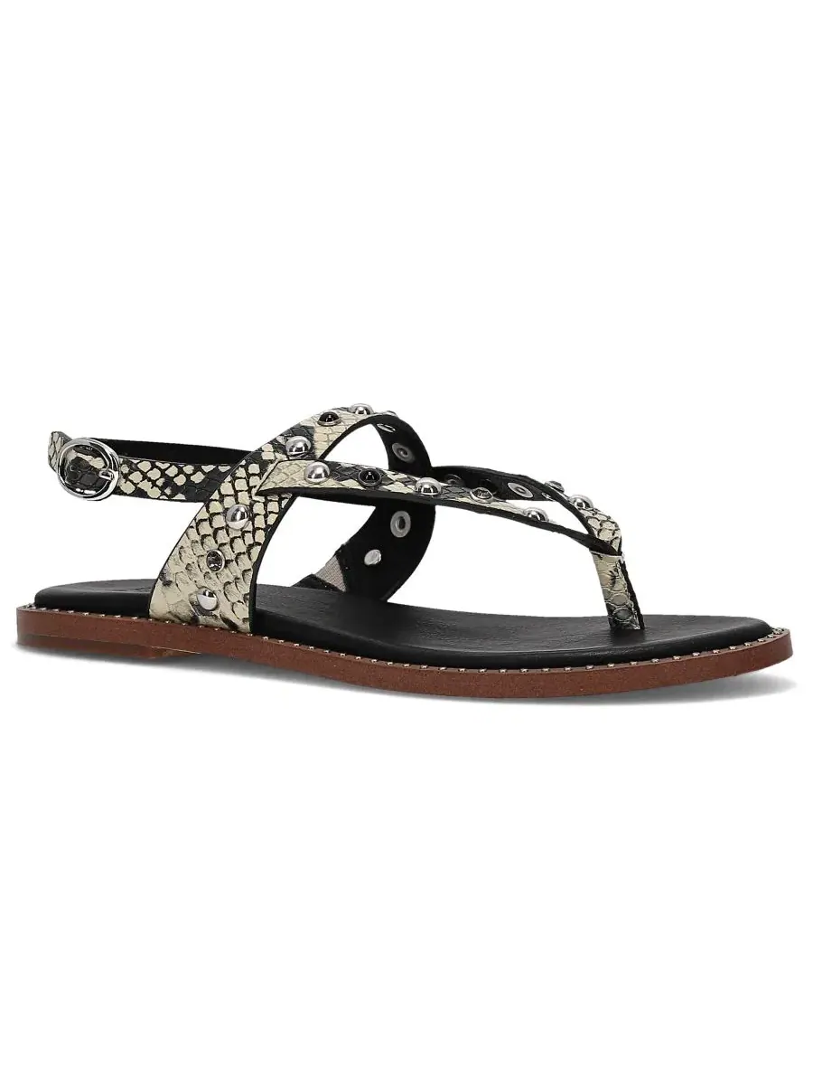 Сандалии-вьетнамки с шипами Bucky Studded Frye and Co., Snake Emboss — изображение 1 из 5
