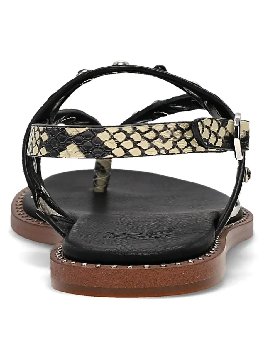 Сандалии-вьетнамки с шипами Bucky Studded Frye and Co., Snake Emboss — изображение 3 из 5