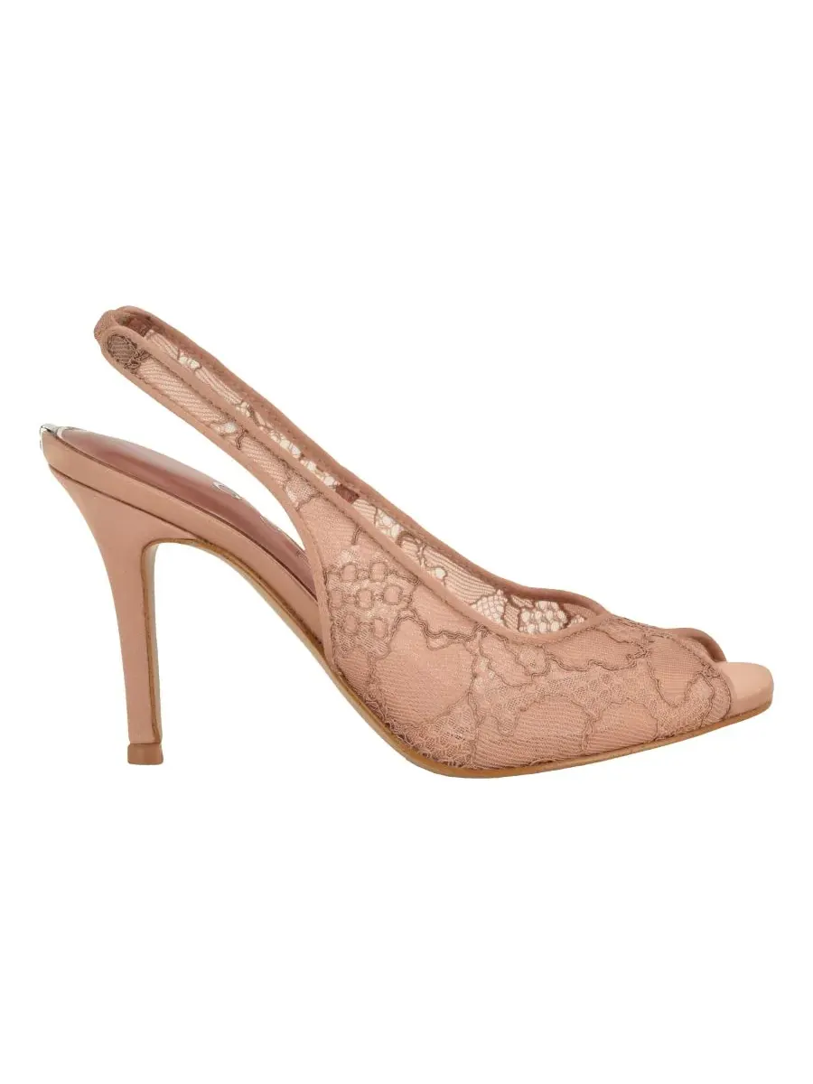 Женские кружевные туфли-лодочки Kisco с открытым носком и открытой пяткой GUESS, Natural Lace — изображение 2 из 5