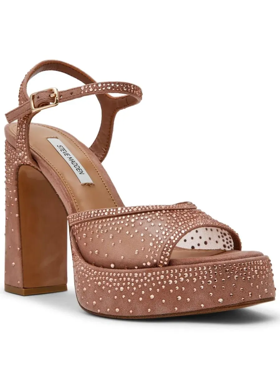 Женские сандалии на платформе Liandra, украшенные стразами Steve Madden, Mocha Rhinestone
