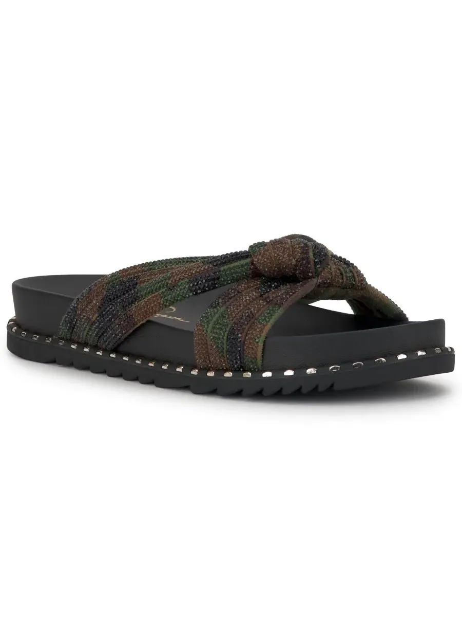 Женские сандалии Cilleva на плоской подошве с узлом на ноге Jessica Simpson, Forest Camo Crystal