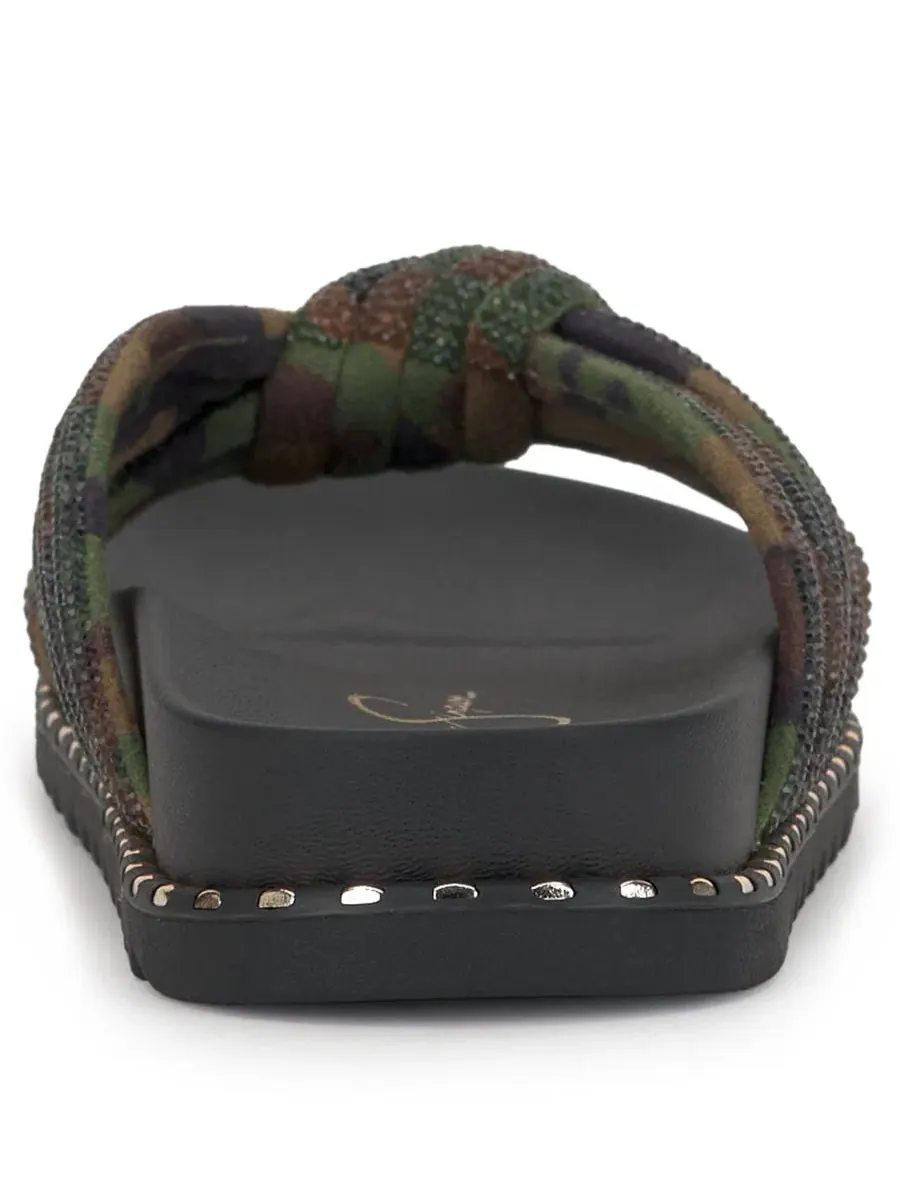 Женские сандалии Cilleva на плоской подошве с узлом на ноге Jessica Simpson, Forest Camo Crystal — изображение 3 из 5