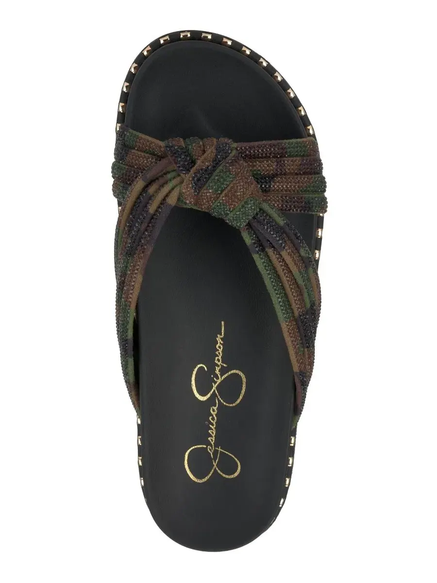 Женские сандалии Cilleva на плоской подошве с узлом на ноге Jessica Simpson, Forest Camo Crystal — изображение 4 из 5