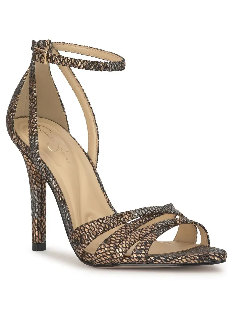 Босоножки на каблуке с острым носком Calisa Jessica Simpson, Bronze Snake — изображение 1 из 5
