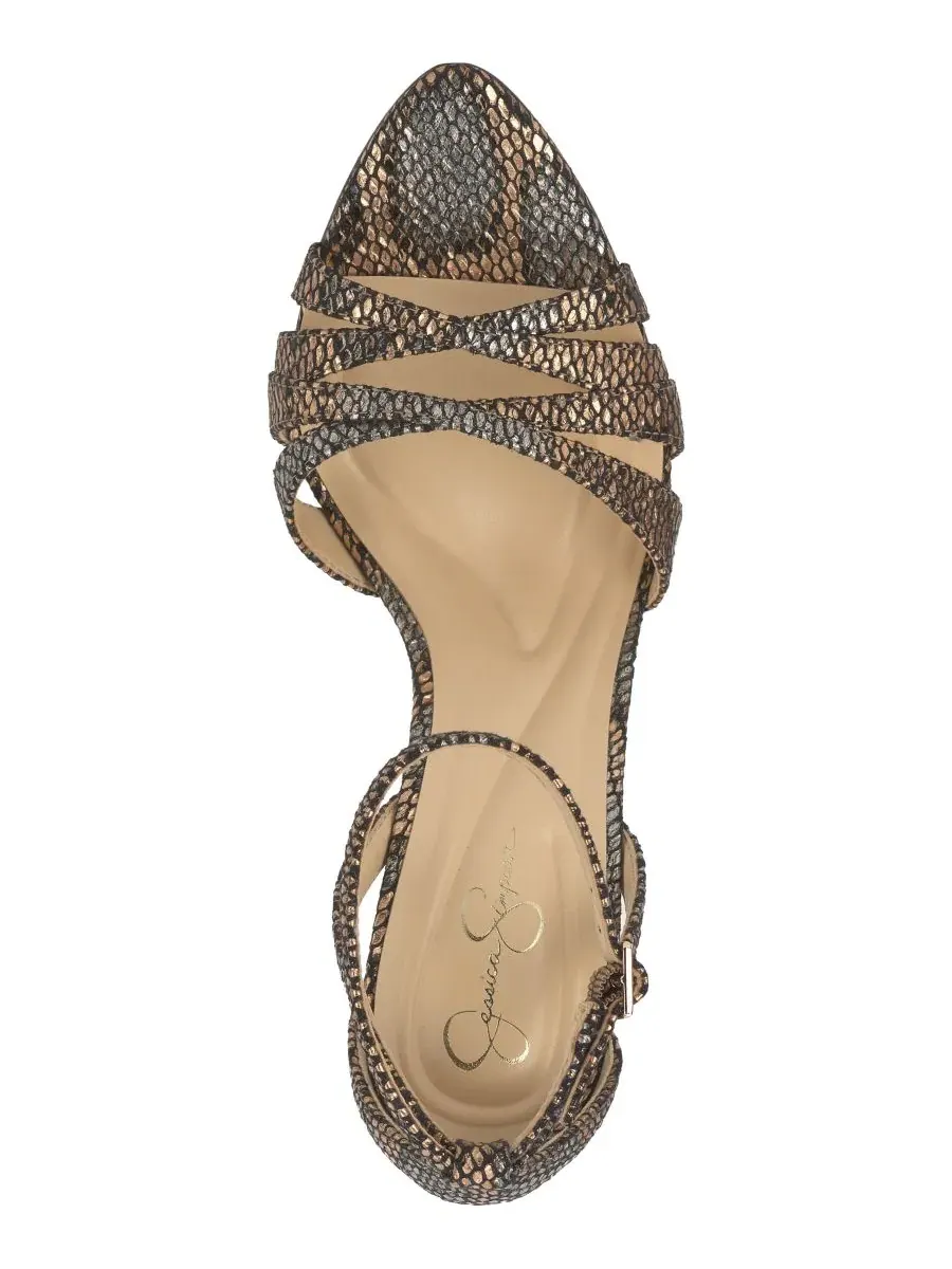 Босоножки на каблуке с острым носком Calisa Jessica Simpson, Bronze Snake — изображение 4 из 5