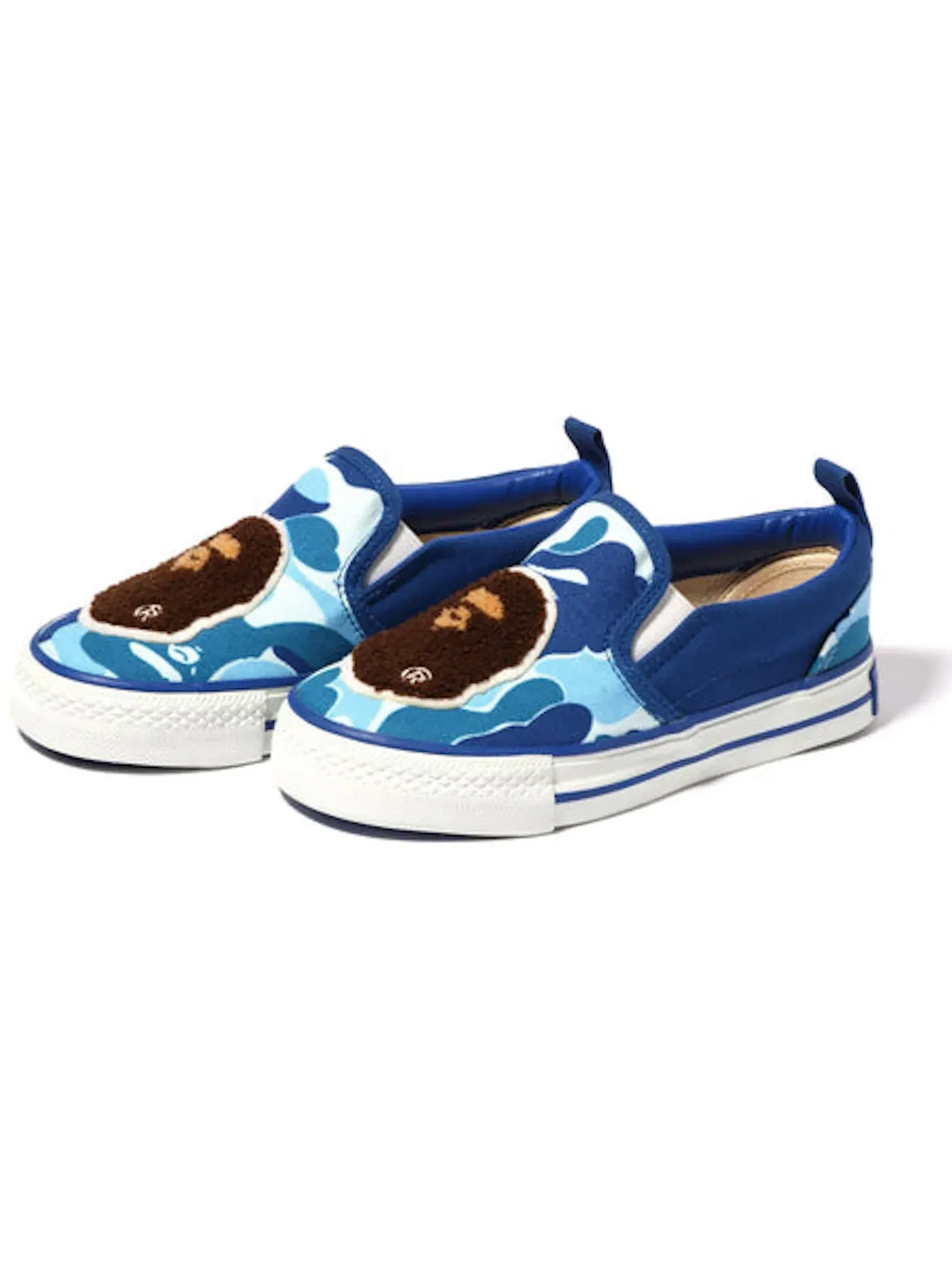 Детские кеды с принтом A Bathing Ape Ape Head Slip On BAPE — изображение 1 из 1, синий/зеленый/белый