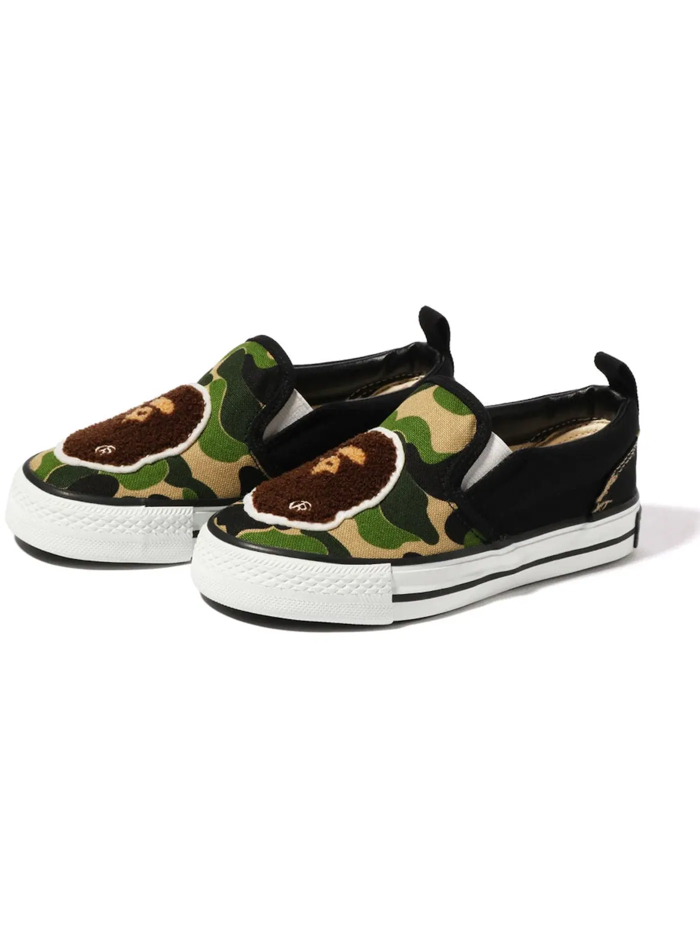 Детские кеды с принтом A Bathing Ape Ape Head Slip On BAPE — изображение 1 из 1, зеленый/оранжевый/белый