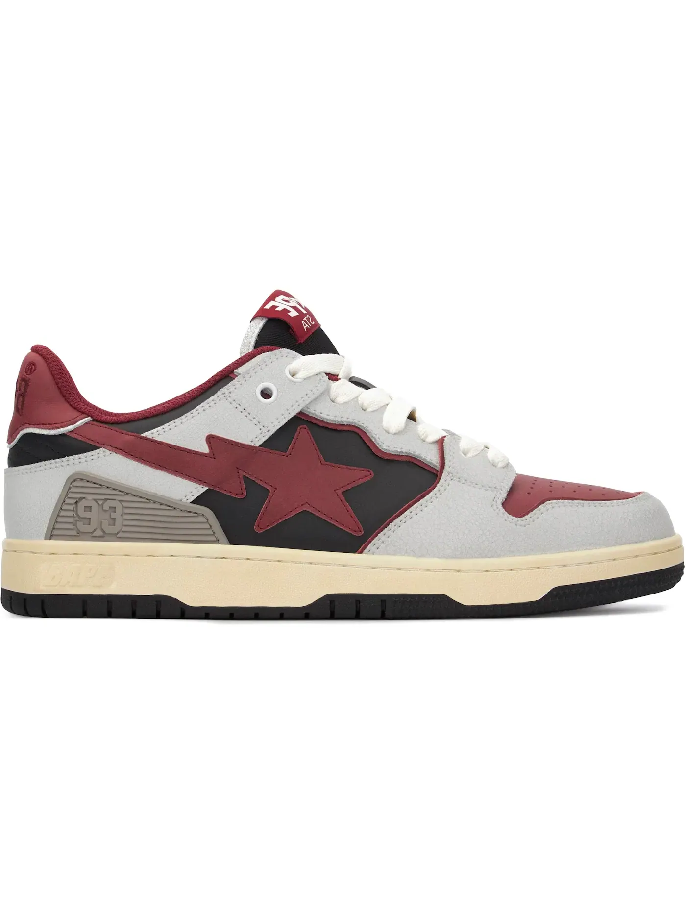 Мужские кроссовки из тисненой кожи с вентиляцией BAPE A Bathing Ape SK8 Sta — изображение 1 из 1, белый/красный/черный
